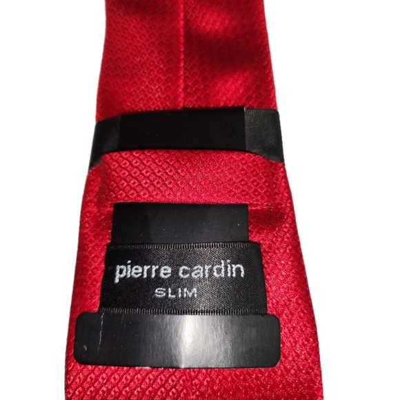 PIERRE CARDIN SLIM MEN'S RED DESIGNER TIE BNWT - Picture 5 of 5